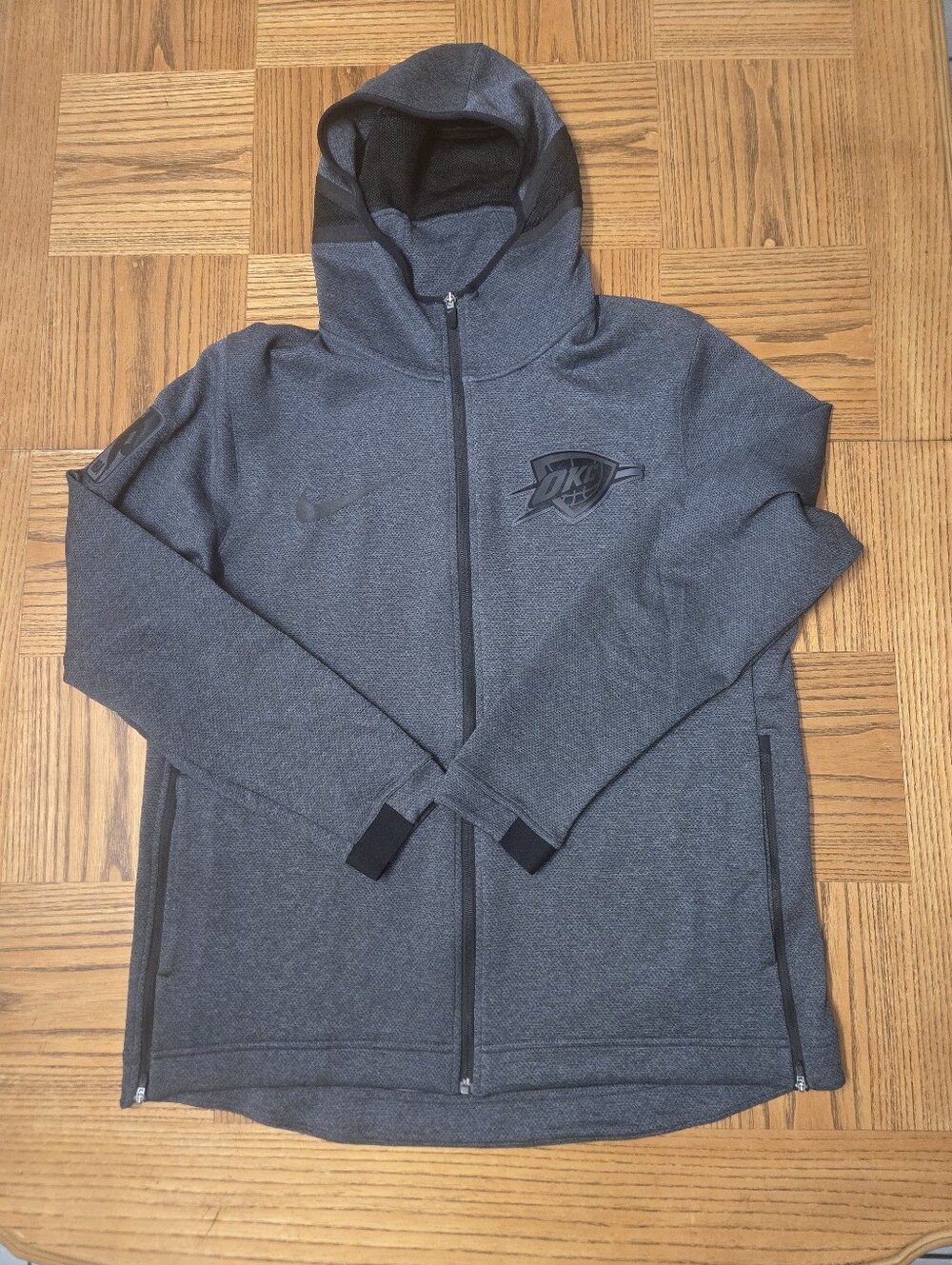 Mens Nike NBA Show Time Men's Dark Gray Oklahoma City Thunder Hooded Zip Jacket